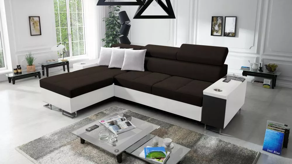 Dīvāns Morena 1 Maxi Premium Standard · Tumši brūns + balts · 183 × 290 cm