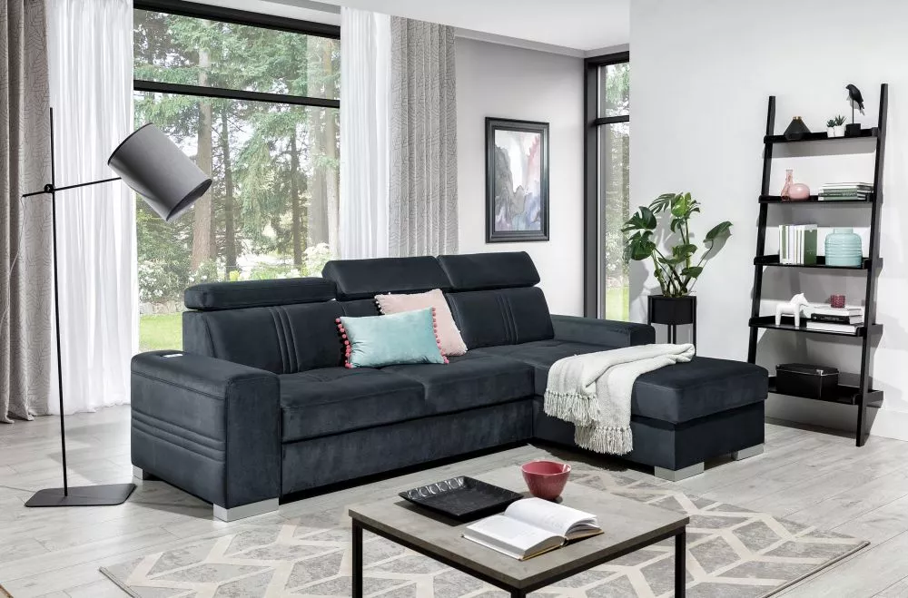 Dīvāns Lupo Mini Standard · Melns · 180 × 282 × 88 cm
