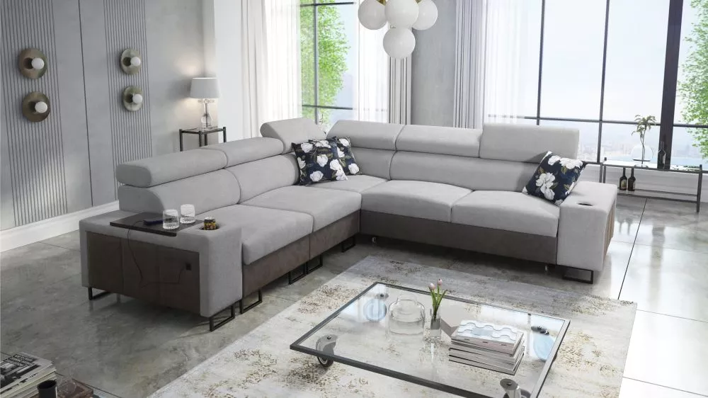 Dīvāns Melody 3 Premium Standard · Pelēks + grafīts · 282 × 282 × 84 cm