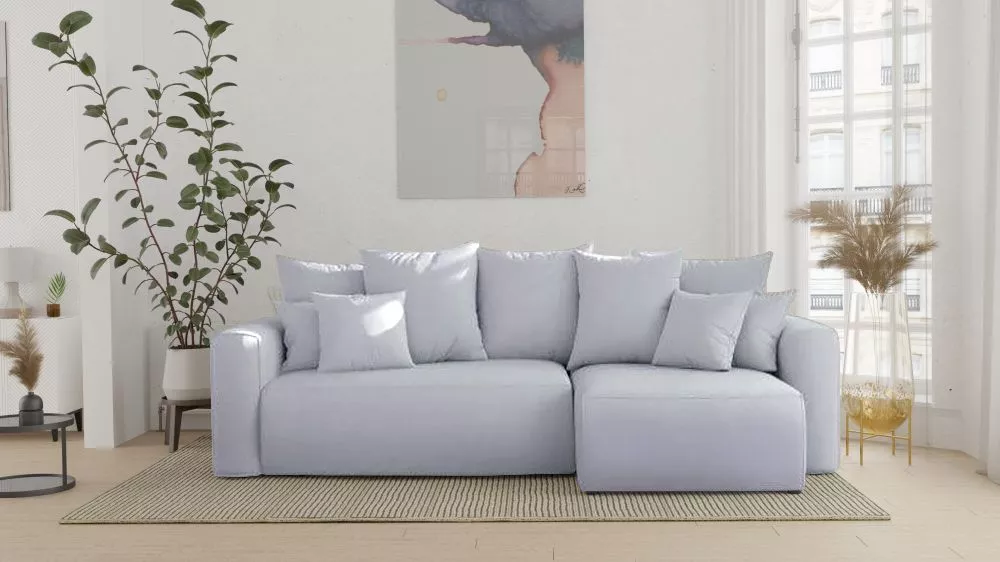 Dīvāns Denver L Comfort Standard · Gaiši pelēks · 142 × 238 × 73 cm