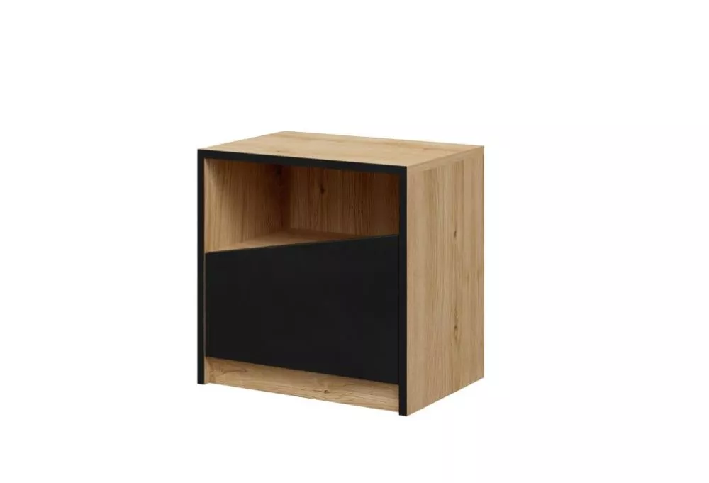 Naktsgaldiņš Aston 7 Korpusa krāsa: ozols, Elementu krāsa: melns, · 50 × 36 × 50 cm