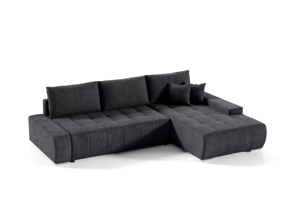 Dīvāns Velutti L Standard · Melns · 185 × 265 × 85 cm