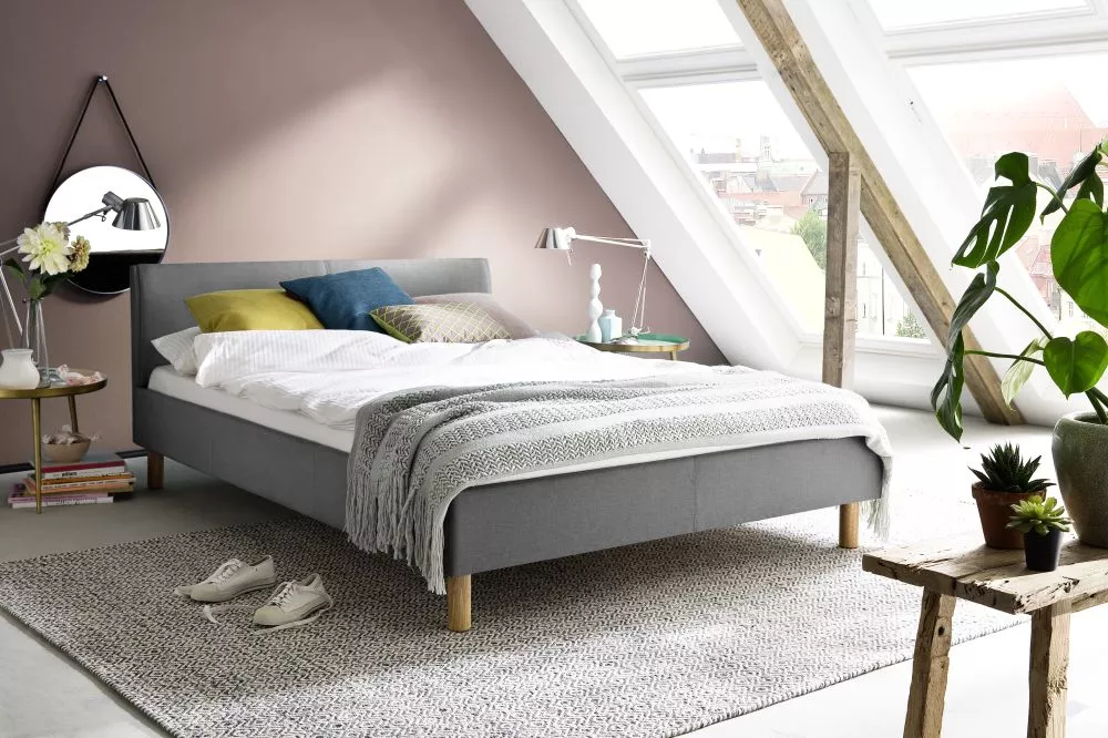 Gulta Lena Standard ar stelāžu Guļamvietas platums: 140 cm, Guļamvietas garums: 200 cm, stelāžas tips: koka, · Pelēks · 