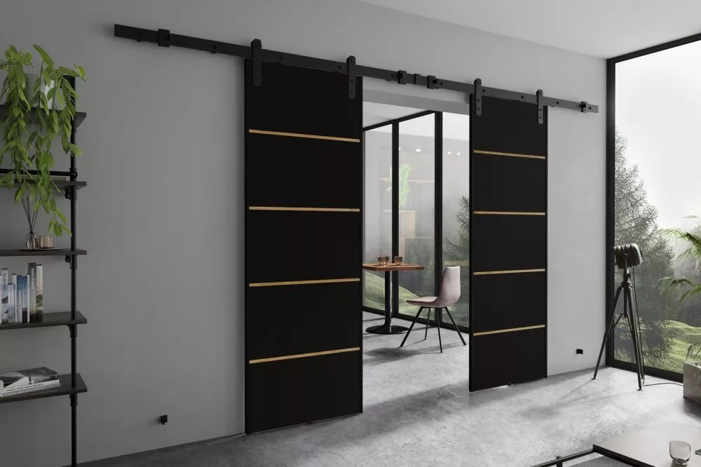 Bīdāmās durvis Arua Plus Duo · Melns · 152 × 205 cm
