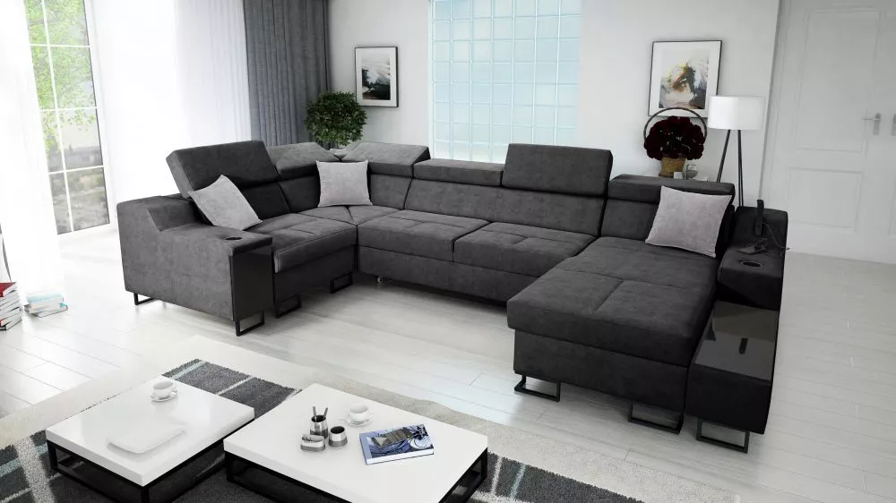 Dīvāns Alicante 4 Maxi Whisper Standard · Tumši pelēks · 211 × 361 × 81 cm