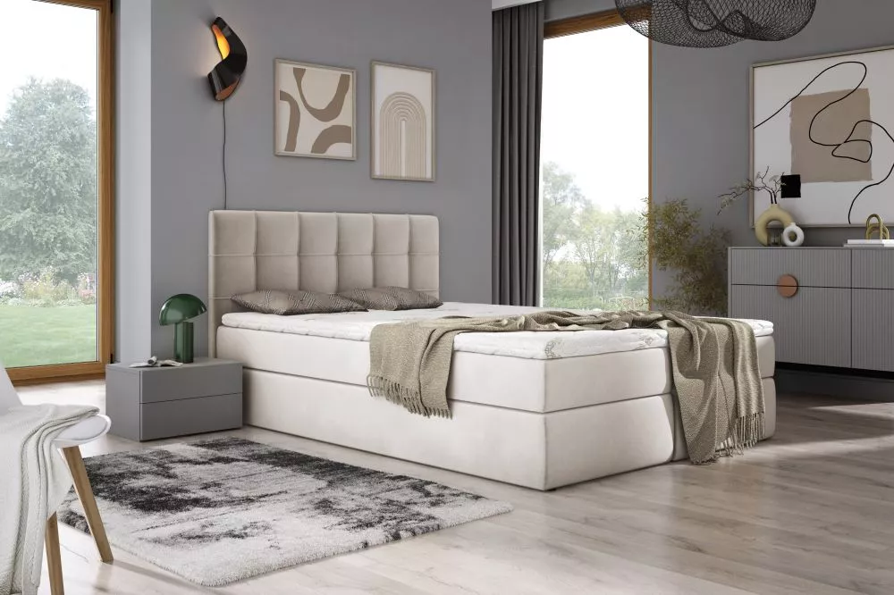 Gulta Adelle Boxspring Standard Guļamvietas platums: 160 cm, Guļamvietas garums: 200 cm, · Bēšs · 160 × 210 × 100 cm