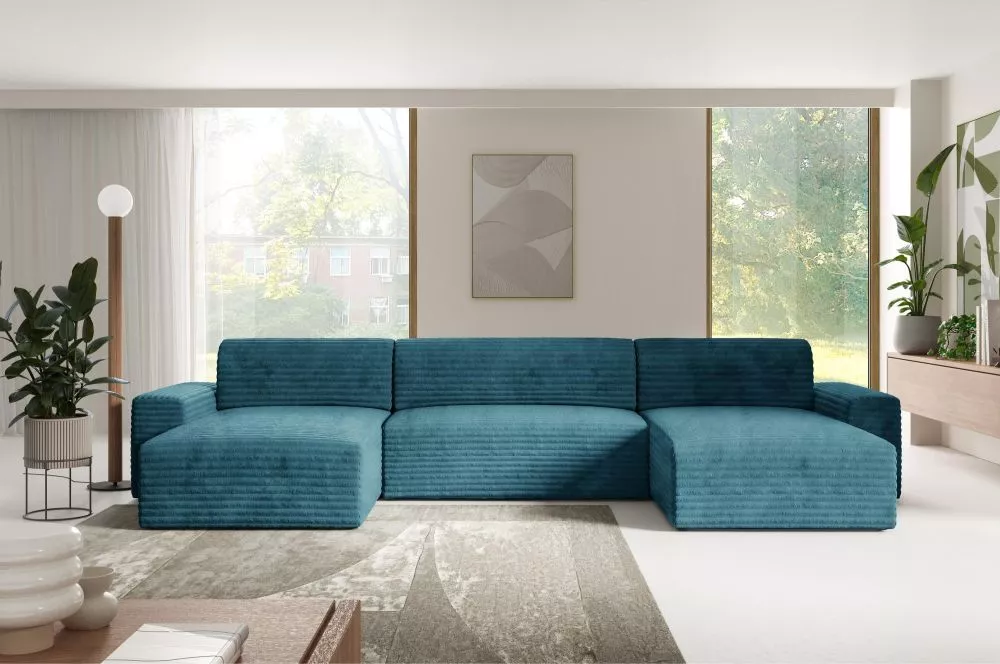 Dīvāns Vivaio U standard · Tirkīzs · 185 × 405 × 82 cm