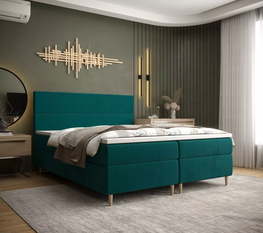 Gulta Flo Boxspring Standard Guļamvietas platums: 180 cm, Guļamvietas garums: 200 cm, · Tirkīzs · 185 × 114 cm
