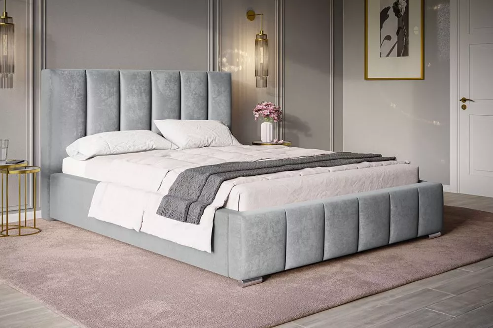 Gulta Bed 1 standard ar stelāžu Guļamvietas platums: 140 cm, Guļamvietas garums: 200 cm, stelāžas tips: koka, · Pelēks ·