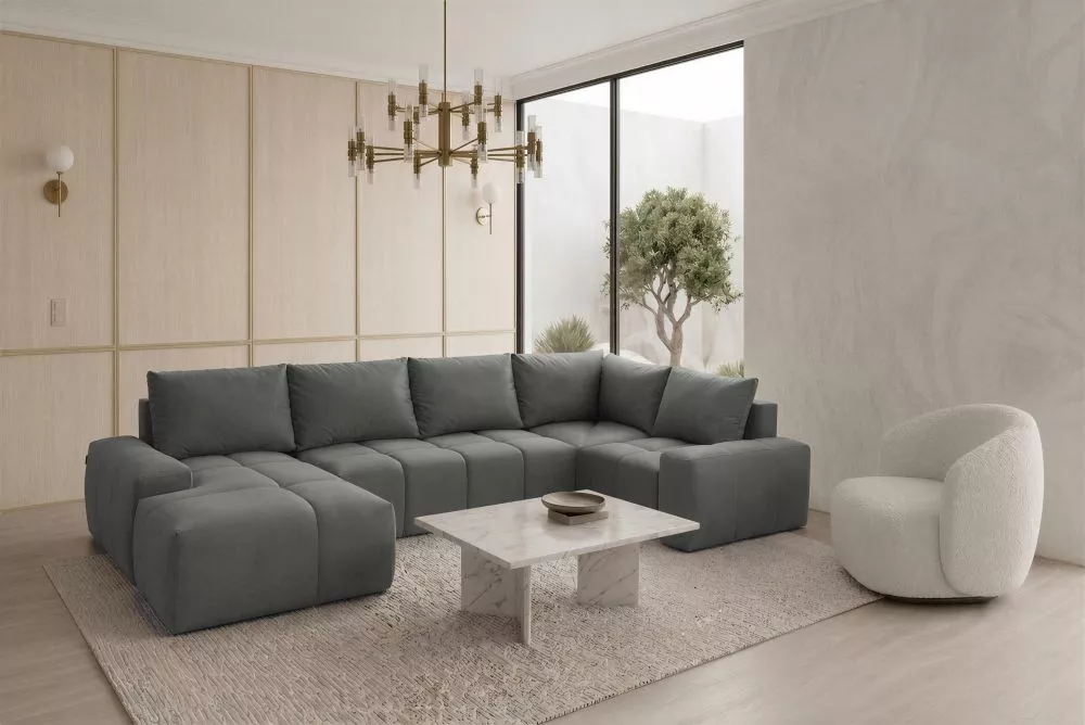 Dīvāns Marcelo 4 Standard · Pelēks · 185 × 324 × 83 cm