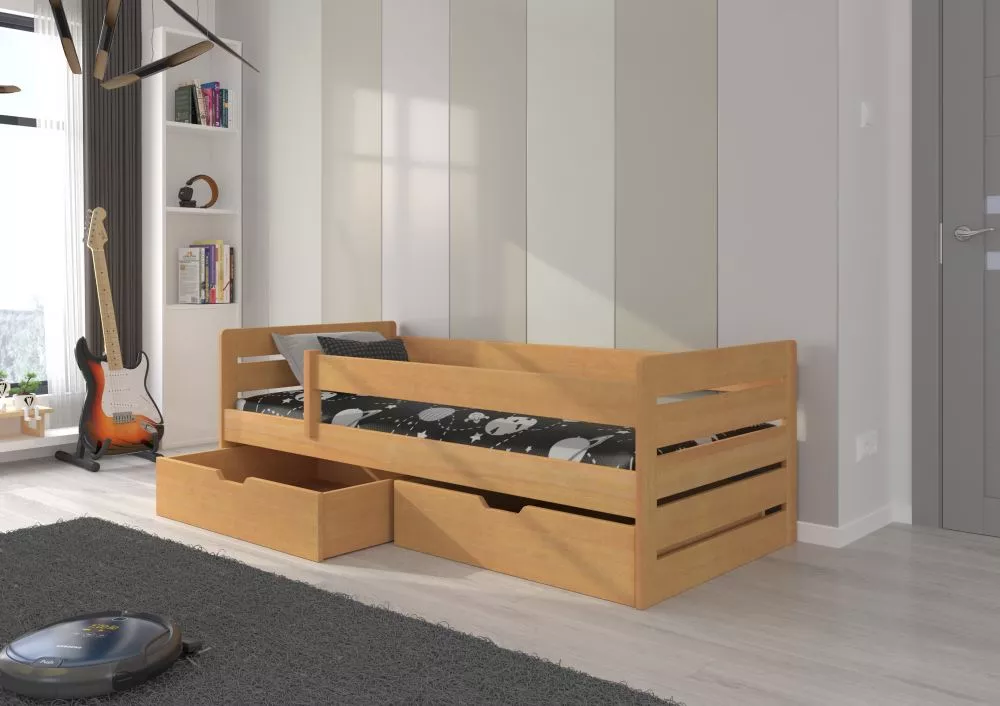 Bērnu gulta Bella 80x180 ar stelāžu Guļamvietas platums: 80 cm, Guļamvietas garums: 180 cm, · Dižskābardis · 87 × 185 × 