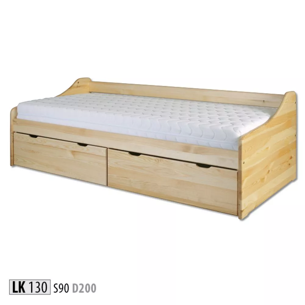 Gulta LK 130 ar stelāžu Guļamvietas platums: 90 cm, Guļamvietas garums: 200 cm, stelāžas tips: koka, · Priede · 98 × 206