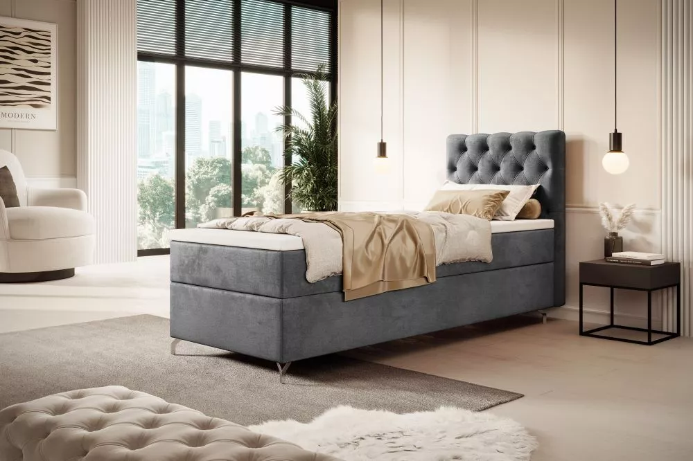 Gulta Chester 80/90 Bonell Boxspring Standard Guļamvietas platums: 80 cm, Guļamvietas garums: 200 cm, · Tumši pelēks · 8