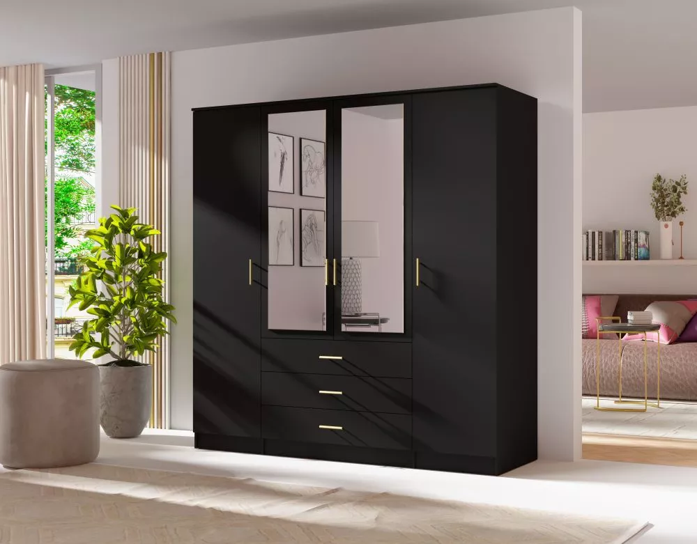 Skapis Wardrobe · Melns · 200 × 64 × 210 cm
