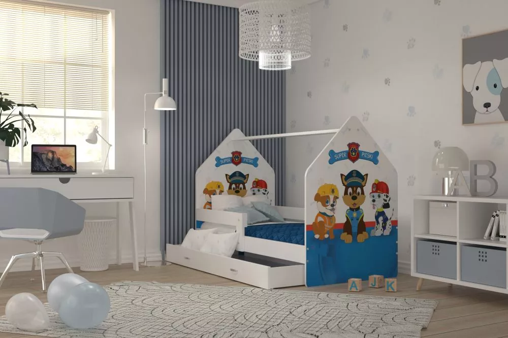 Bērnu gulta Daisy House Paw ar stelāžu Guļamvietas platums: 80 cm, Guļamvietas garums: 160 cm, · 85 × 163 × 120 cm