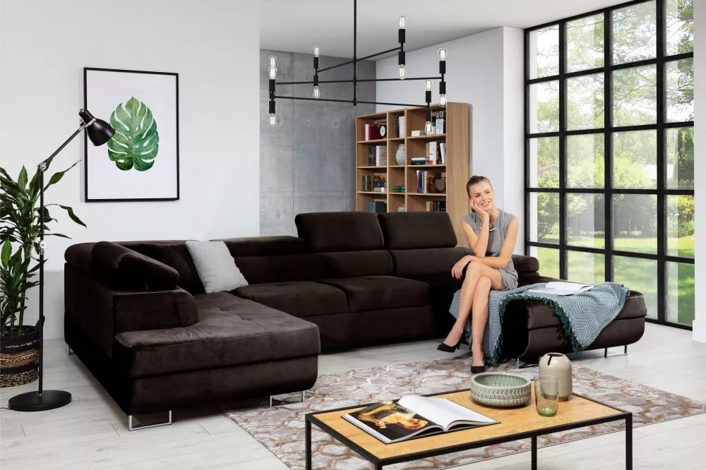 Dīvāns Annabelle U 2 Standard · Tumši brūns · 201 × 343 × 76 cm