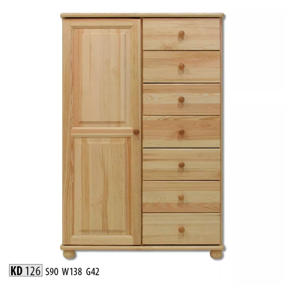 Kumode KD 126 · Priede · 90 × 42 × 138 cm
