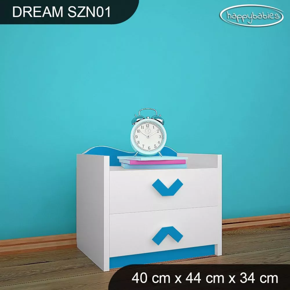 Naktsgaldiņš Dream SZN01 Korpusa krāsa: balts, Elementu krāsa: zils, · 40 × 34 × 44 cm