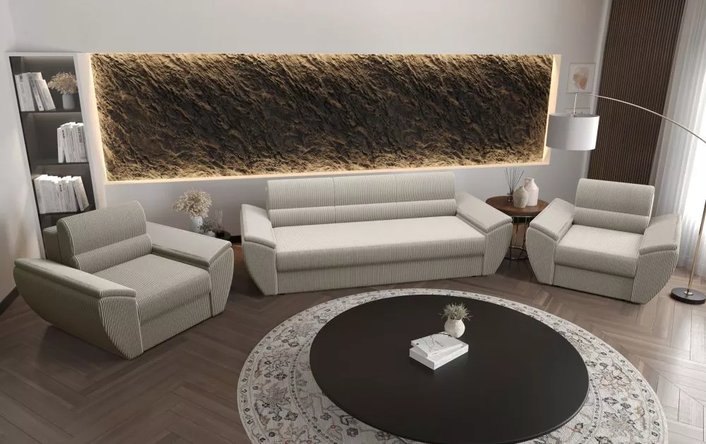Komplekts Rebi Bis+1S+1S Standard · Sudrabs · 80 × 240 × 78 cm