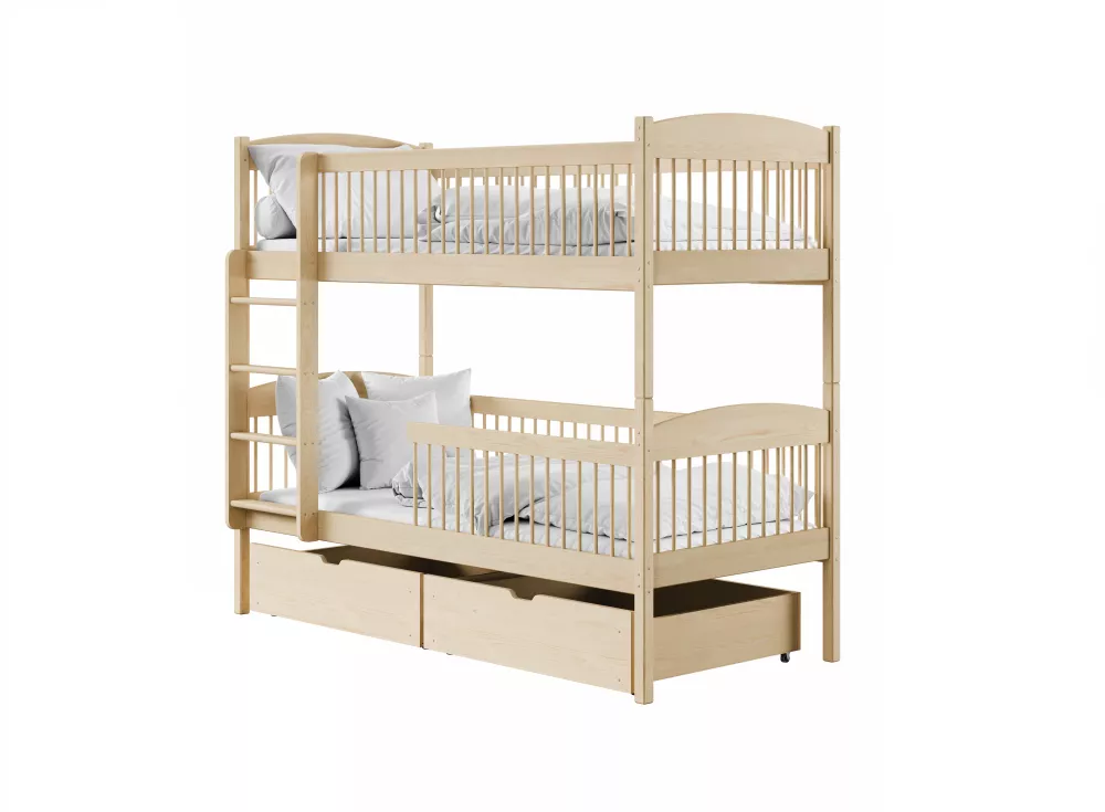 Bērnu gulta Luna 80x180 ar stelāžām Guļamvietas platums: 80 cm, Guļamvietas garums: 180 cm, · Priede · 87 × 188 × 162 cm