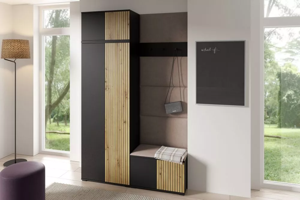 Apavu plaukts Ross 2 Trinity Korpusa krāsa: melns + ozols artisan, · 140 × 225 × 40 cm