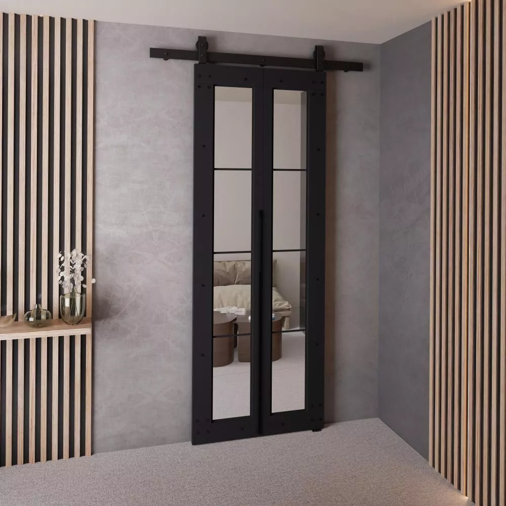 Bīdāmās durvis Qudio Loft-6 · Melna · 66 × 205 cm