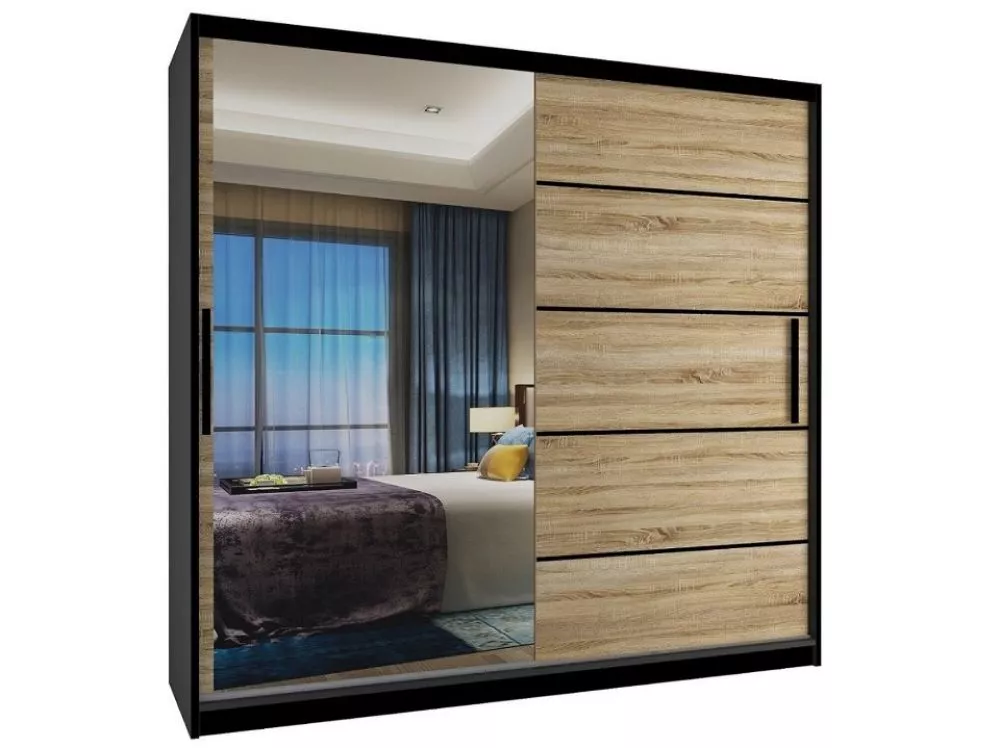 Skapis MZ SZ Black · 200 × 60 × 218 cm