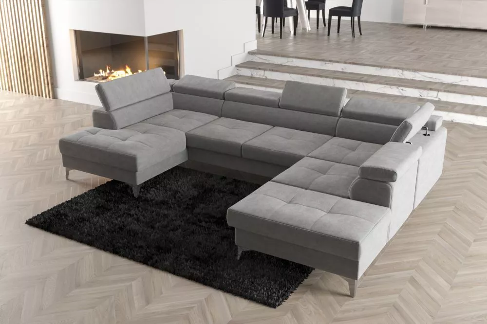 Dīvāns Toscania Max 2 standard · Gaiši pelēks · 220 × 350 × 78 cm
