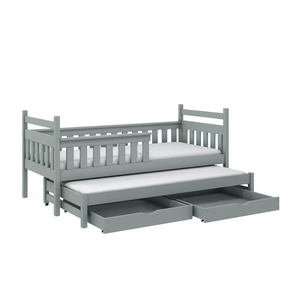 Bērnu gulta Dominik ar stelāžām Guļamvietas platums: 80 cm, Guļamvietas garums: 180 cm, · Pelēks · 87 × 188 × 85 cm