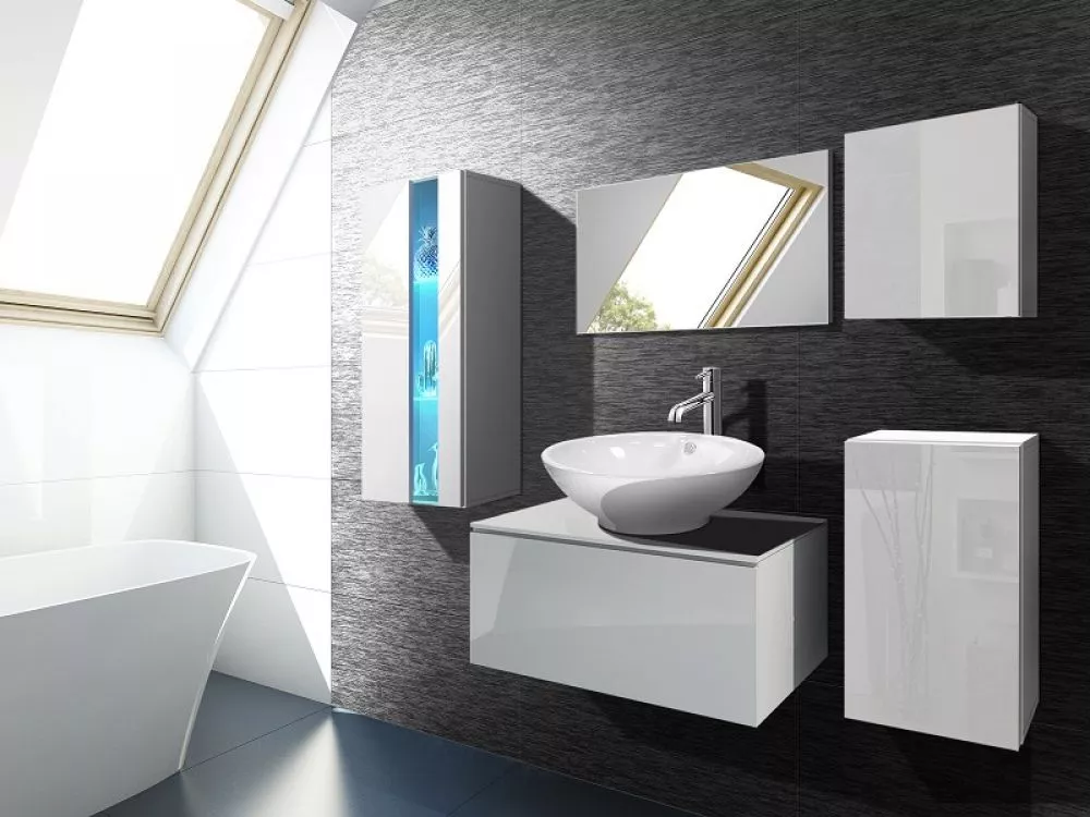 Vannas istabas komplekts Alius 35 gloss ar LED · Balts · 123 × 174 × 42 cm