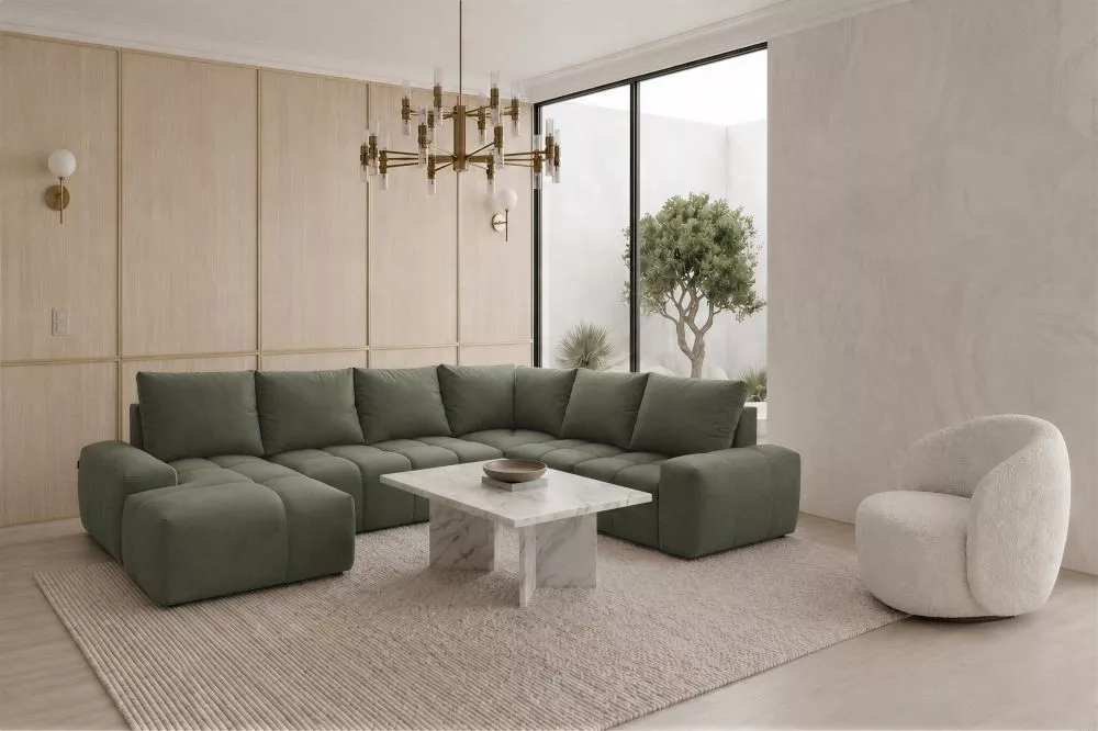 Dīvāns Marcelo 8 Standard · Zaļi pelēks · 255 × 324 × 83 cm