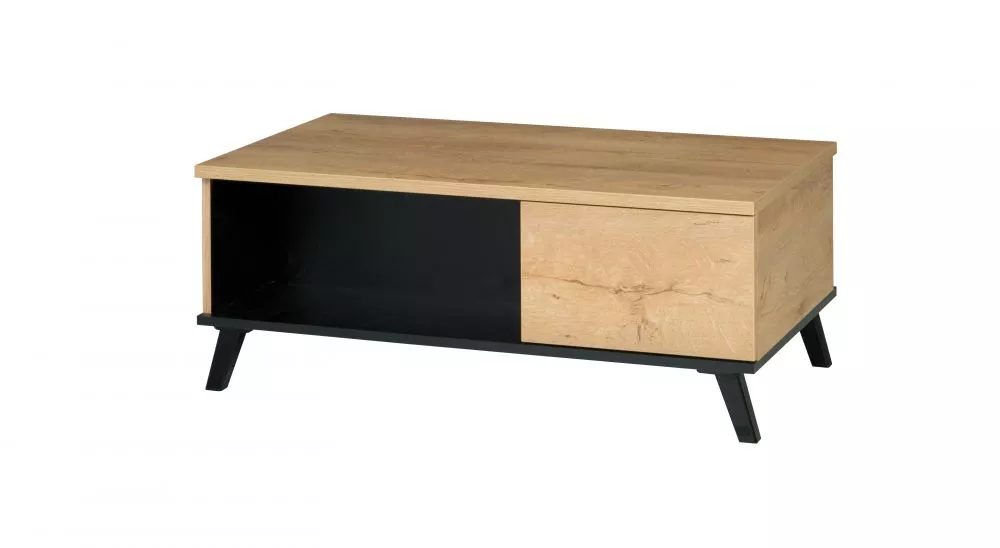 Žurnālgalds John 8 · Ozols lefkas + melns · 101 × 61 × 40 cm