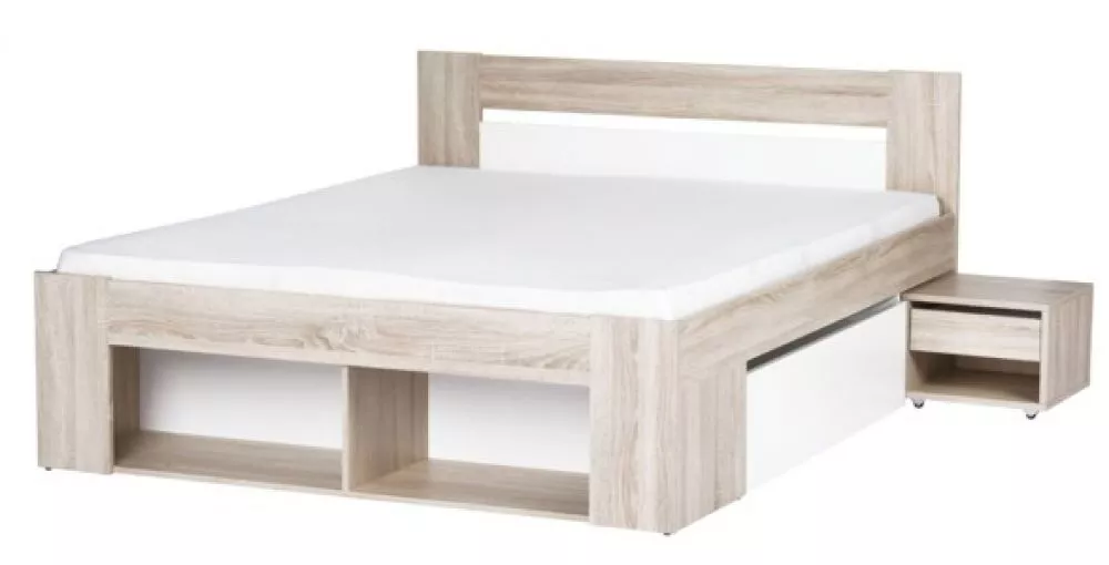 Gulta Milo ar stelāžu Guļamvietas platums: 140 cm, Korpusa krāsa: sonoma, Guļamvietas garums: 200 cm, stelāžas tips: kok