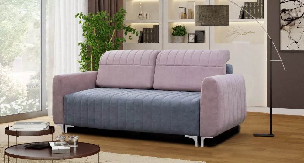 Dīvāns Alaska standard · Pelēks + rozā · 100 × 250 × 96 cm