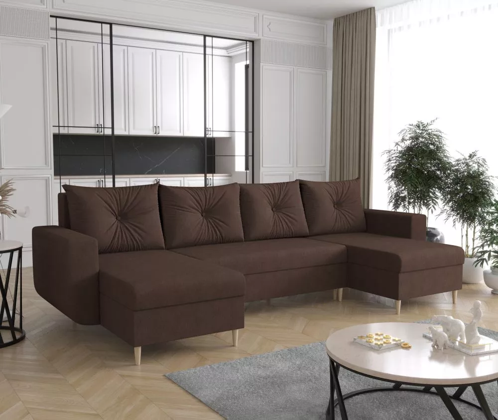 Dīvāns Delfin U Standard · Brūns · 145 × 310 × 85 cm