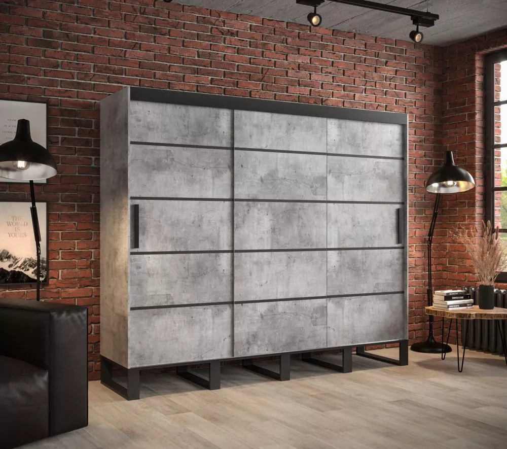 Skapis Loft V1 · Betons · 250 × 62 × 212 cm