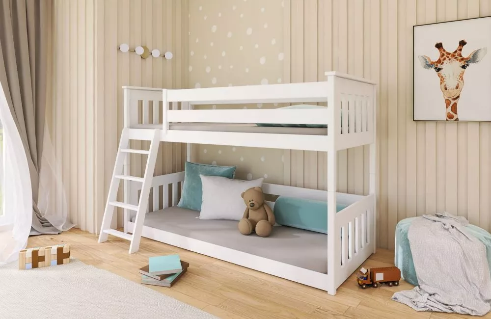 Bērnu gulta Kevin ar stelāžām Guļamvietas platums: 80 cm, Guļamvietas garums: 200 cm, · Balts · 87 × 208 × 130 cm
