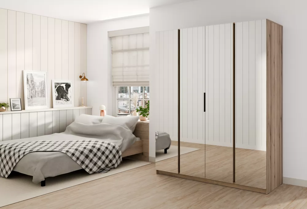 Skapis Kaja 4M ar LED · Ozols evoke · 200 × 62 × 239 cm