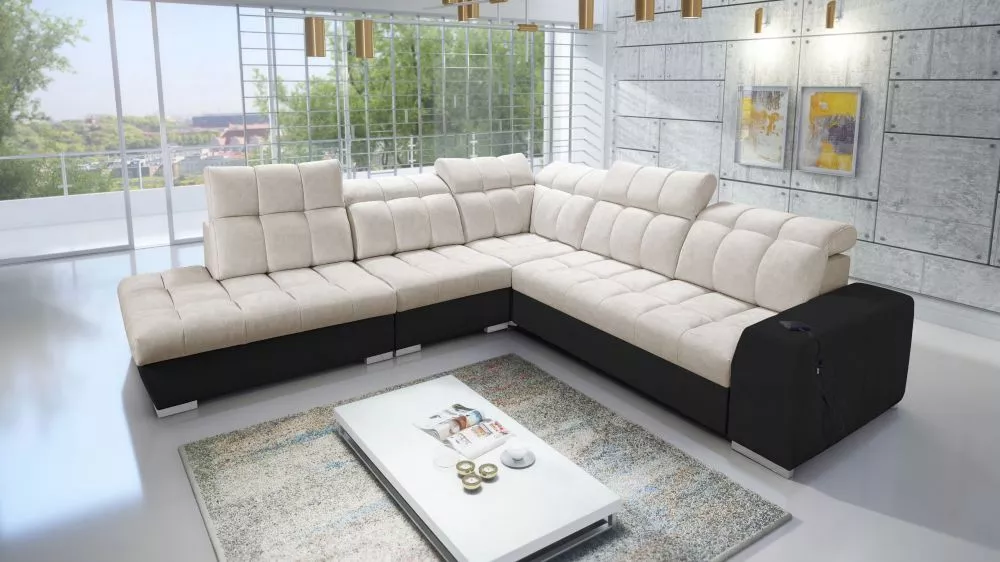 Dīvāns Pagano 9 Premium Standard · Tumši bēšs + melns · 285 × 300 × 83 cm