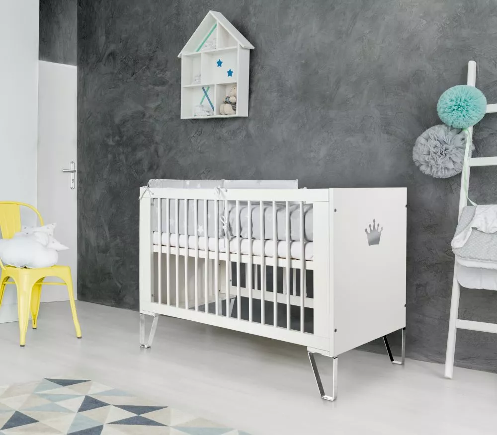 Bērnu gultiņa Blanka 120x60 ar stelāžu Guļamvietas platums: 60 cm, Guļamvietas garums: 120 cm, · Balts · 66 × 125 × 86 c