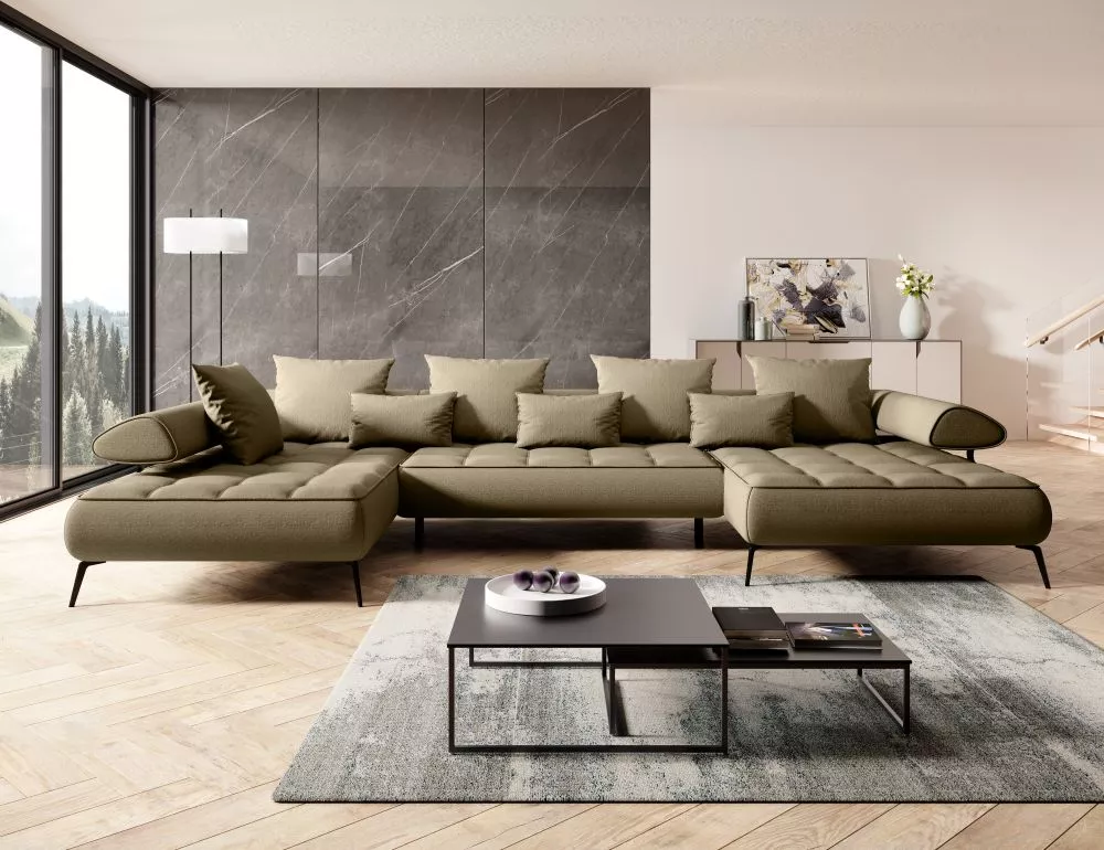 Dīvāns Seledo XL Standard · Olīvu · 224 × 385 × 70 cm