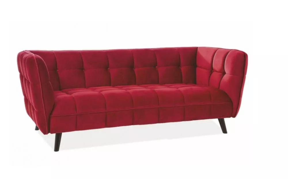 Dīvāns Castello Velvet 3 · Sarkans · 85 × 200 × 78 cm
