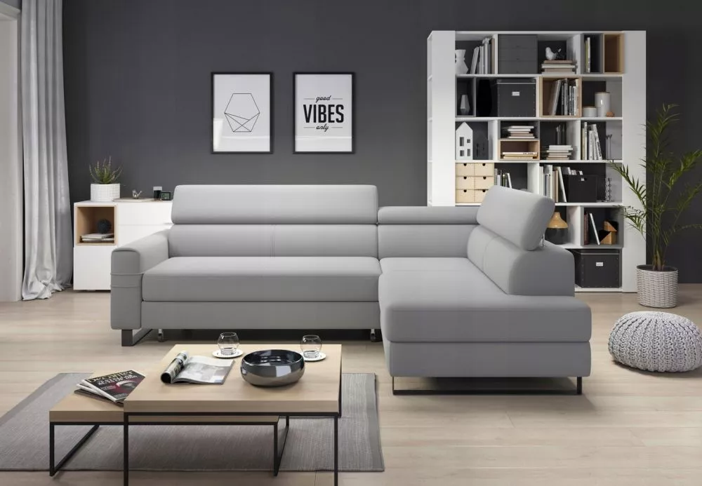 Dīvāns Livio Premium standard · Gaiši pelēks · 184 × 249 × 74 cm