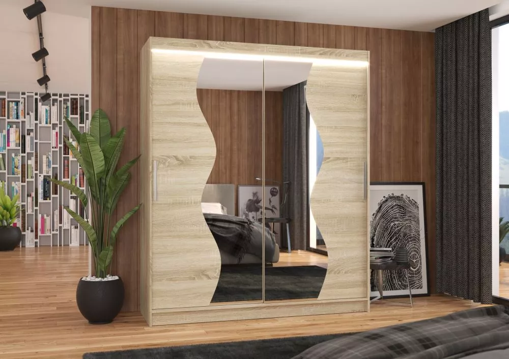 Skapis Medison ar LED · Sonoma · 180 × 58 × 215 cm