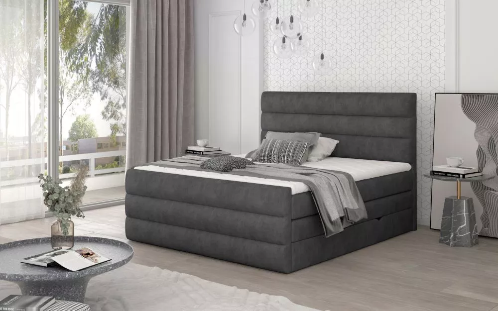 Gulta Cande Boxspring Lux standard Guļamvietas platums: 160 cm, Guļamvietas garums: 200 cm, · Grafīts · 160 × 220 × 133 
