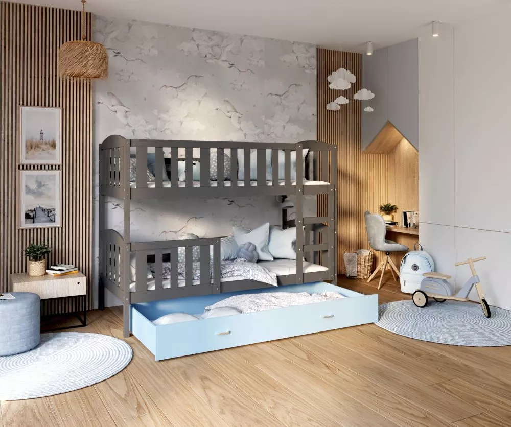 Bērnu gulta Kubus MDF 90x200 ar stelāžām Guļamvietas platums: 90 cm, Guļamvietas garums: 200 cm, · 96 × 208 × 158 cm