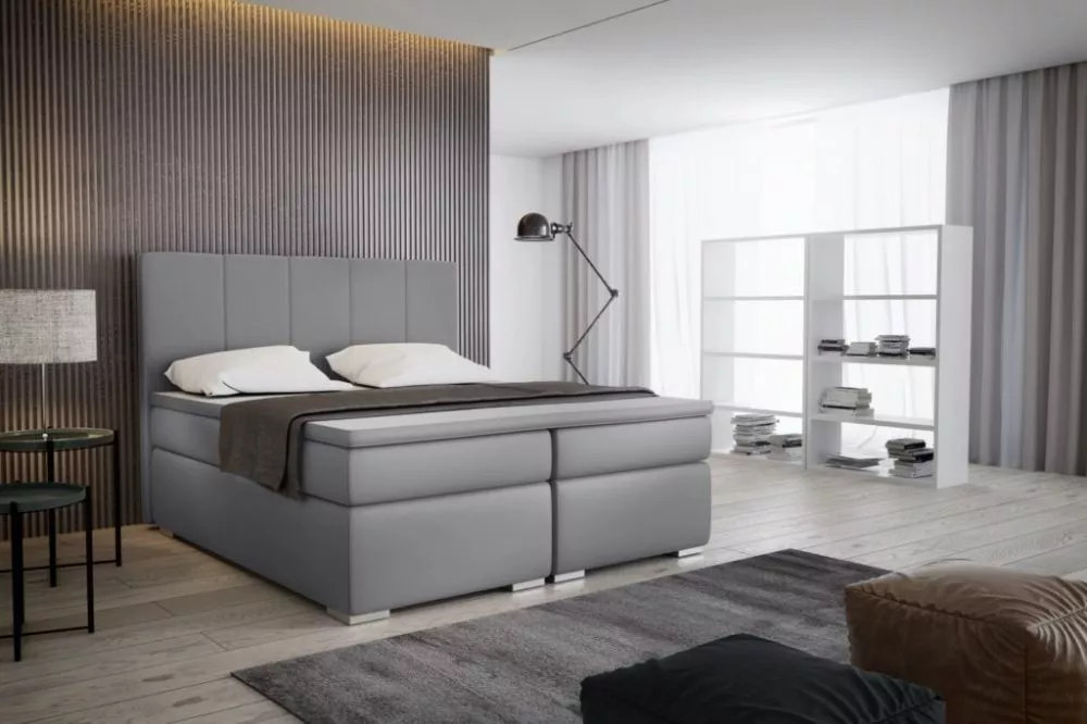 Gulta Bona Boxspring Standard Guļamvietas platums: 160 cm, Guļamvietas garums: 200 cm, · Sudrabs · 170 × 206 × 120 cm