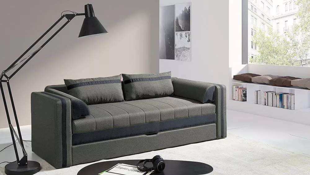 Dīvāns Euforia Sofa Standard · Pelēks + grafīts · 75 × 222 × 77 cm