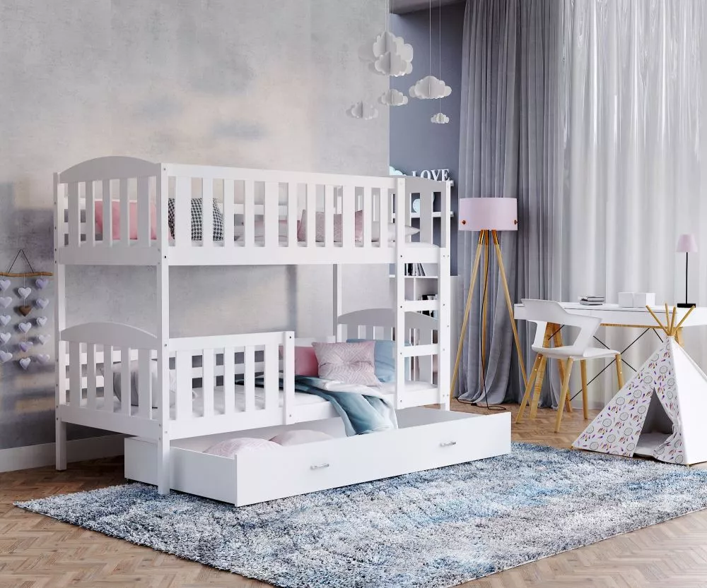Bērnu gulta Kubus MDF 80x160 ar stelāžām Guļamvietas platums: 80 cm, Guļamvietas garums: 160 cm, · 86 × 168 × 158 cm