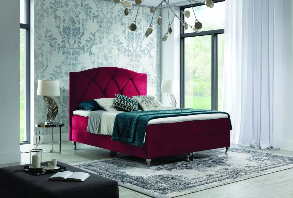 Gulta Brando Boxspring Premium Standard Guļamvietas platums: 120 cm, Guļamvietas garums: 200 cm, · Sarkans · 130 × 208 ×